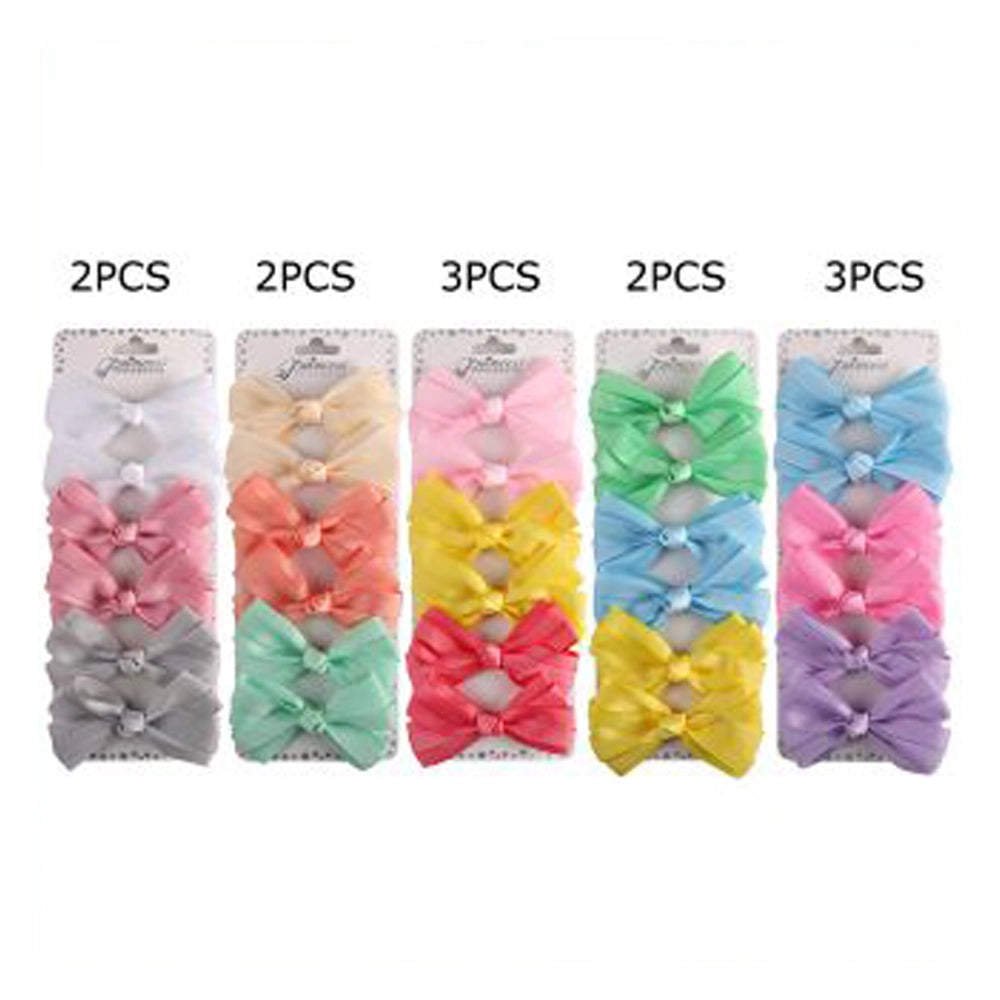 Girls Hair Bow Set - Colorful Grosgrain Ribbon Clips for Pigtails and Braids (HCM-20028P)