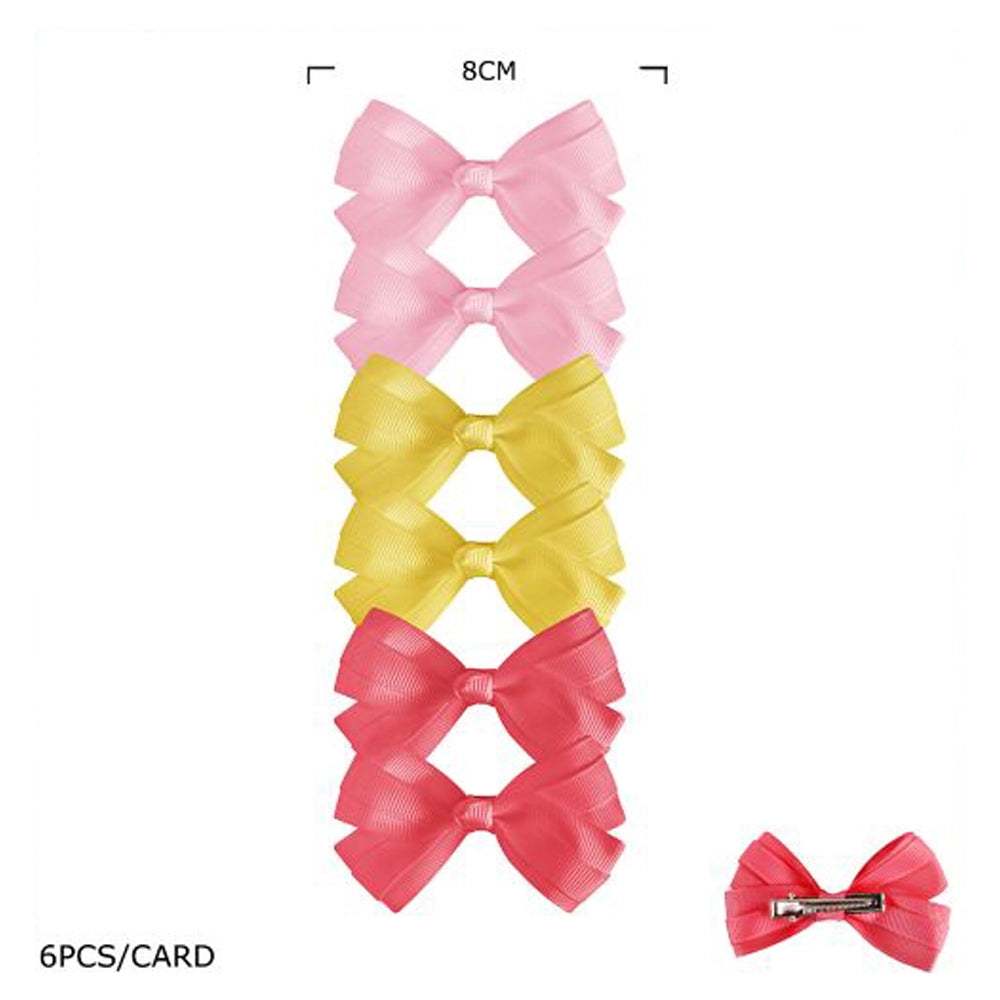 Girls Hair Bow Set - Colorful Grosgrain Ribbon Clips for Pigtails and Braids (HCM-20028P)
