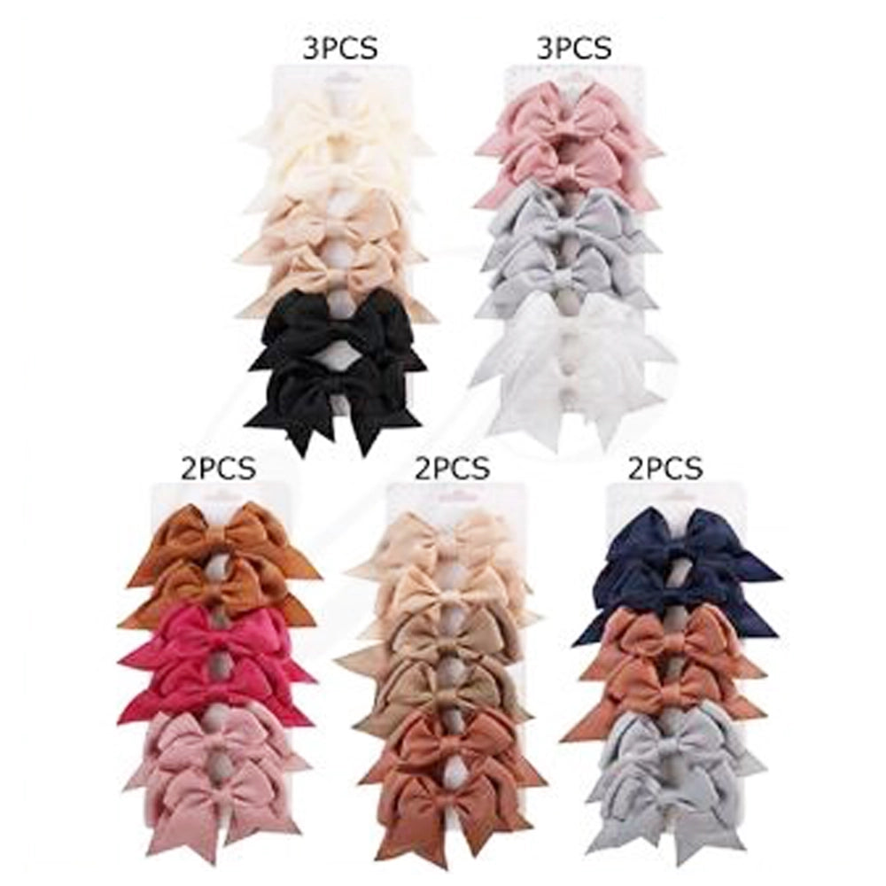 Grosgrain Ribbon Hair Bow Clips for Girls & Toddlers – 3.3 Inch (8.5cm) Alligator Hair Accessories Set (HCM-20030W)