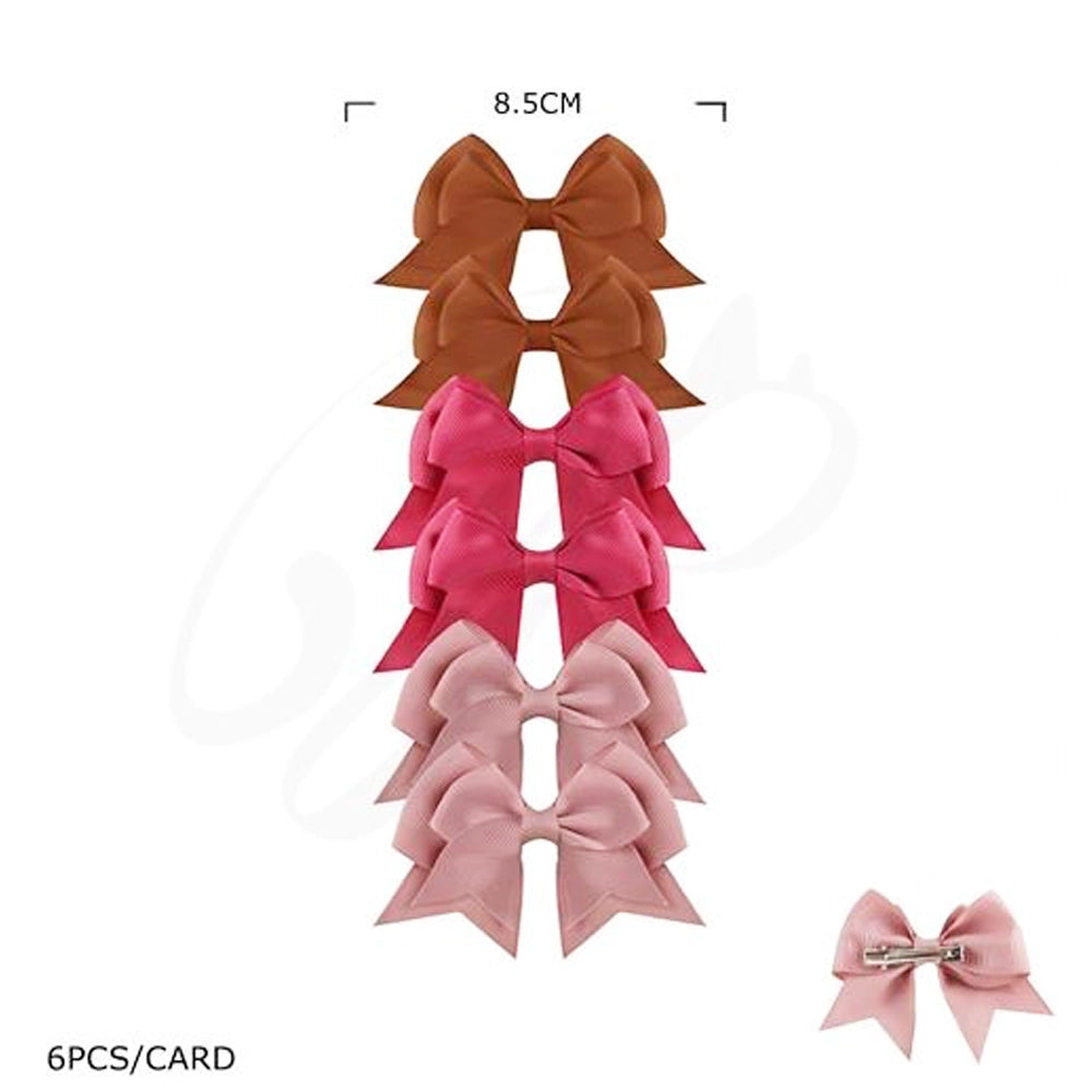 Grosgrain Ribbon Hair Bow Clips for Girls & Toddlers – 3.3 Inch (8.5cm) Alligator Hair Accessories Set (HCM-20030W)