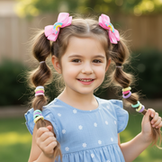 Rainbow & Stars Hair Accessory Set - 8-Piece Bow & Elastics Kit (HMK1525)