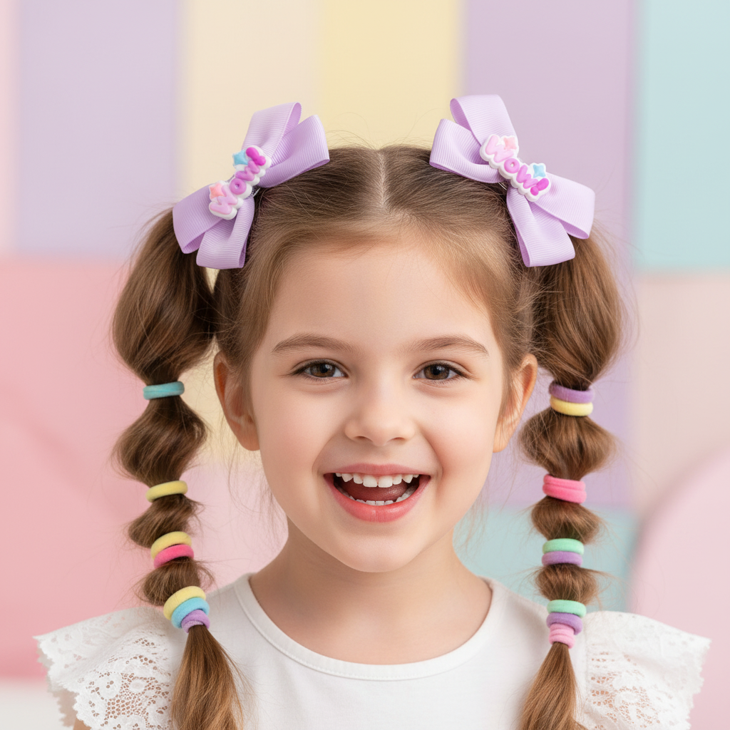 "Wow!" Bow & Elastic Hair Accessory Set – 8-Piece Multi-Color Variety Pack (HMK1527)