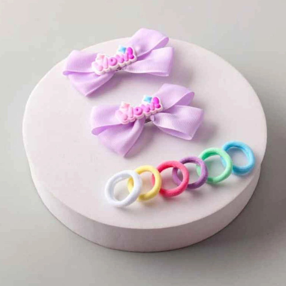 "Wow!" Bow & Elastic Hair Accessory Set – 8-Piece Multi-Color Variety Pack (HMK1527)