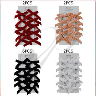 Luxe Velvet Bow Clips: Black, White, Red & Nude Set