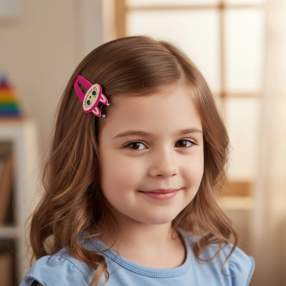 Cute Cartoon Snap Hair Clips for Girls – 6 Pairs Colorful Metal Clips