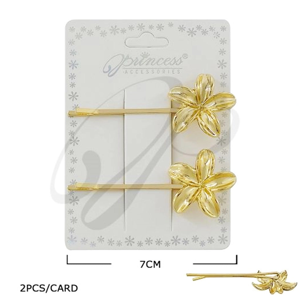 Elegant Metal Flower Bobby Pins – Gold & Silver Floral Hair Clips (HP-10867GS)