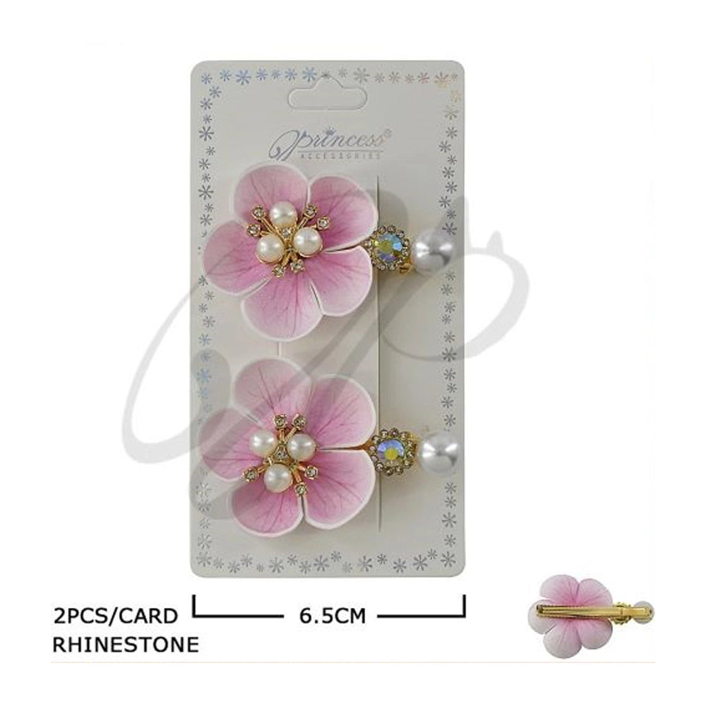 Pearl and Rhinestone Floral Hair Clips – 6.5cm Gradient Flower Alligator Barrettes for Women and Girls (HP-10873M)