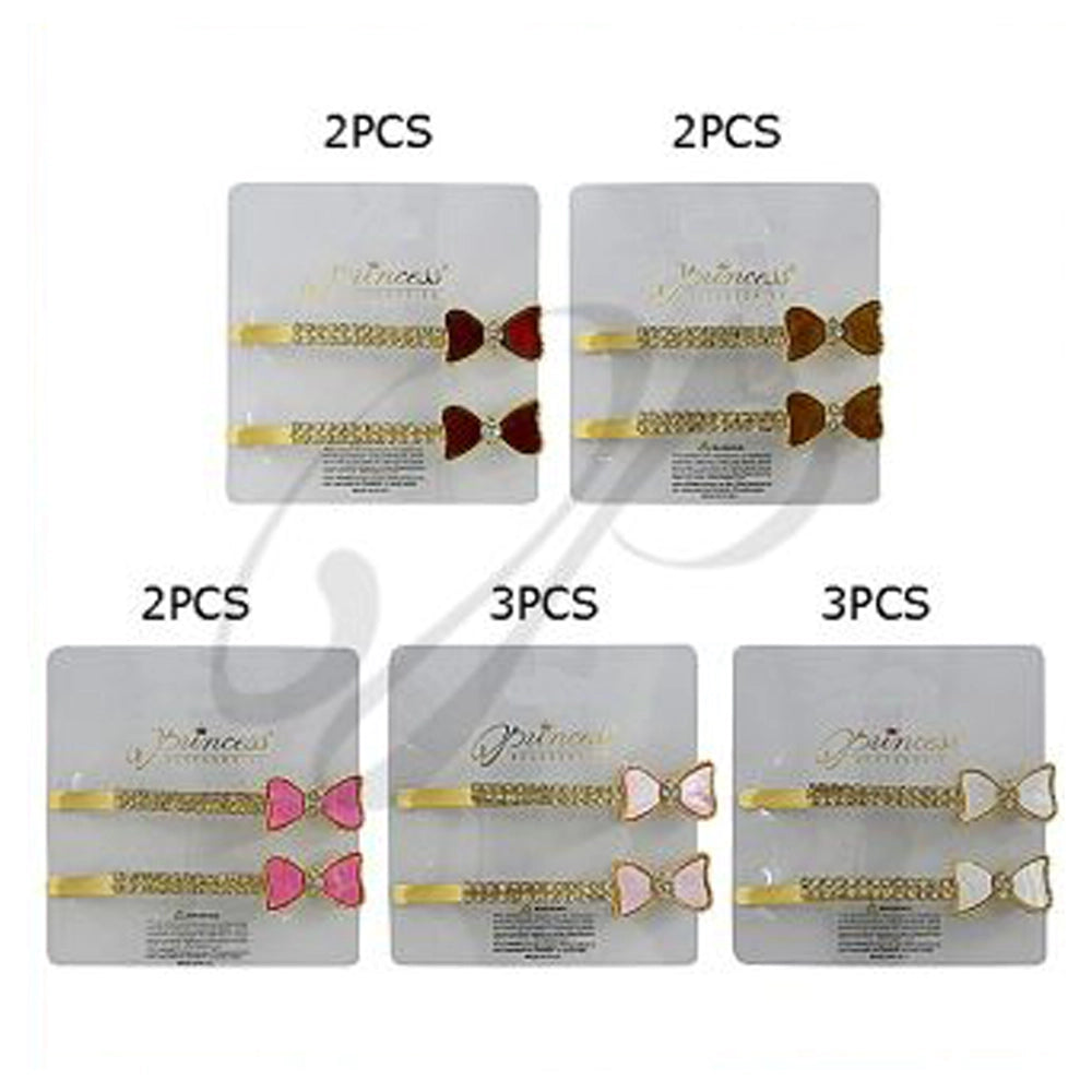 Sparkle Bow Rhinestone Hair Slide Pins – Elegant Gold-Tone Hair Clips (HP-10879M)