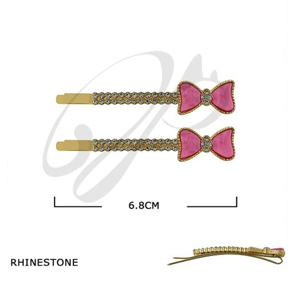Sparkle Bow Rhinestone Hair Slide Pins – Elegant Gold-Tone Hair Clips (HP-10879M)