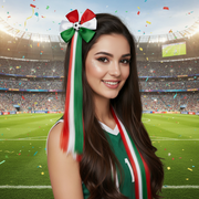 Soccer Bow Hair Extension Clip with Synthetic Hair Tassels – Football Fan Hair Bow with Alligator Clip, Sports Theme Hair Accessories (HP-10893FI)