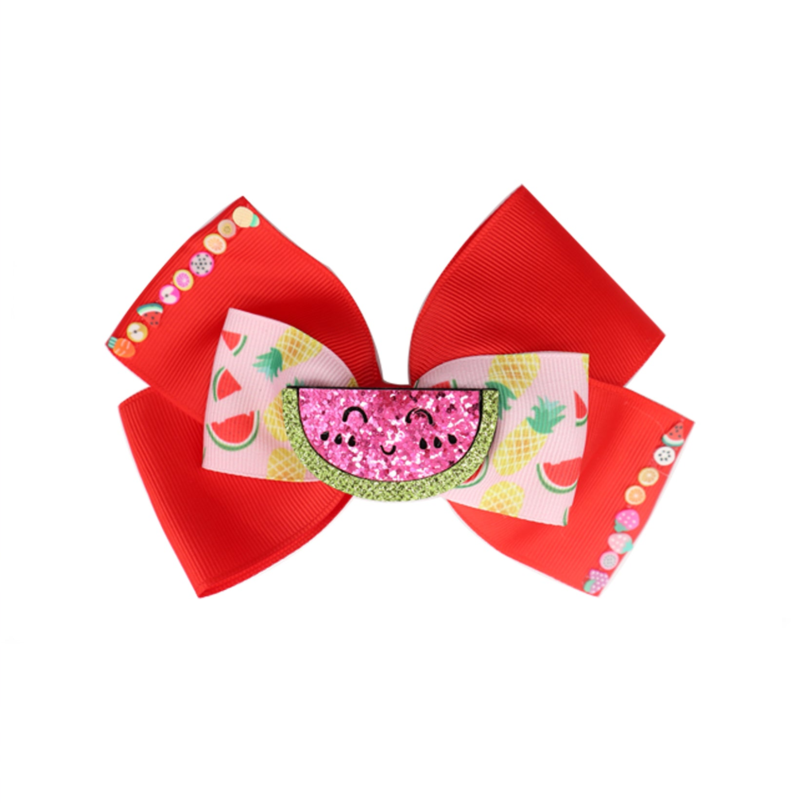 Sip, Sparkle, & Style: Vibrant Tropical Fruit Glitter Hair Bow Clips