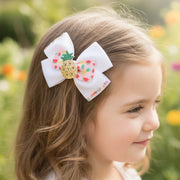 Sip, Sparkle, & Style: Vibrant Tropical Fruit Glitter Hair Bow Clips