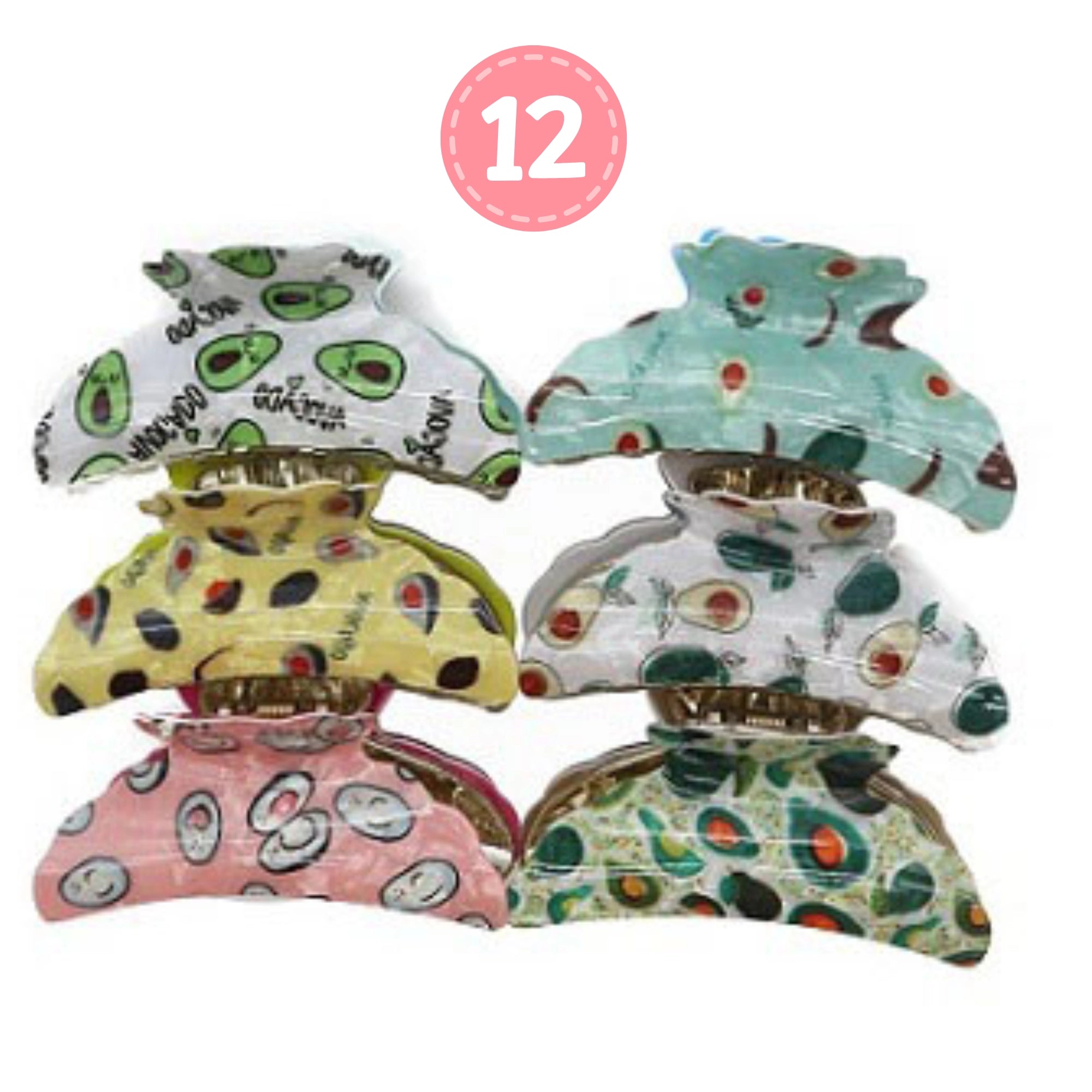 Totally Avo-Dorable Marbled Hair Claw Clip with Happy Avocado Print