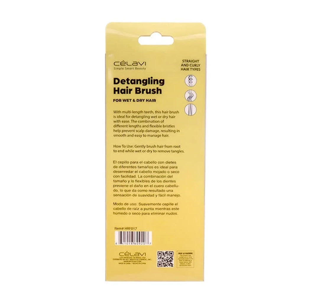 Celavi - Floral Detangling Hair Brush – Vibrant Yellow 70s Retro Print