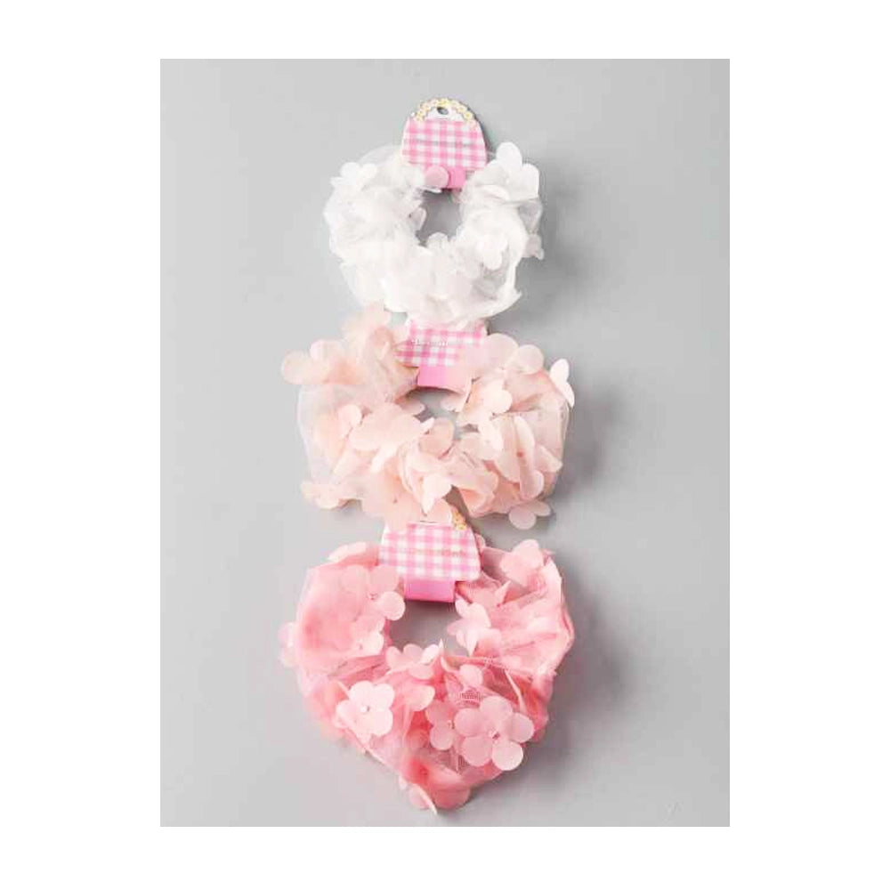 Floral Flutter Lace Scrunchie - Romantic 3D Flower Petal Hair Accessory (HS10240)