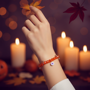 12pcs Halloween Crystal Beaded Charm Bracelets for Kids & Adults – Spooky Elastic Stretch Bracelet Set (Pumpkins, Spiders, Skulls) (HWBRC-1015)