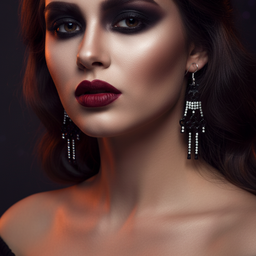Rhinestone Skeleton Dangle Earrings – Halloween Spooky Jewelry (6cm) (HWE-1005)