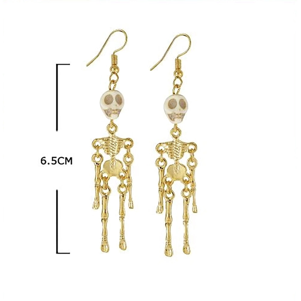 Gothic Skeleton Dangle Earrings – Spooky Halloween Skull Drop Earrings for Women & Cosplay Jewelry (HWE-1060)