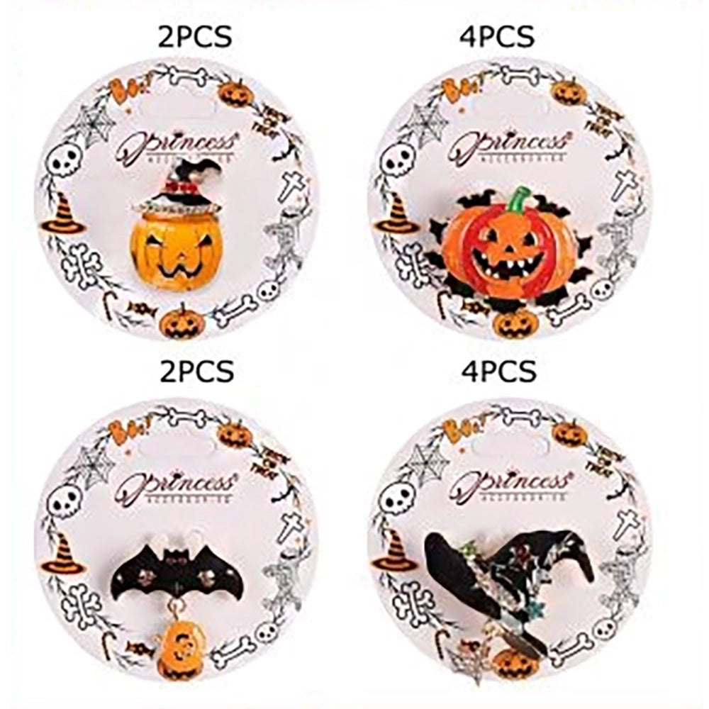 Spooky Halloween Enamel Pin Set – Bat & Pumpkin Dangle Brooch Pins for Costumes & Accessories (HWE-1081)