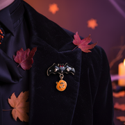 Spooky Halloween Enamel Pin Set – Bat & Pumpkin Dangle Brooch Pins for Costumes & Accessories (HWE-1081)