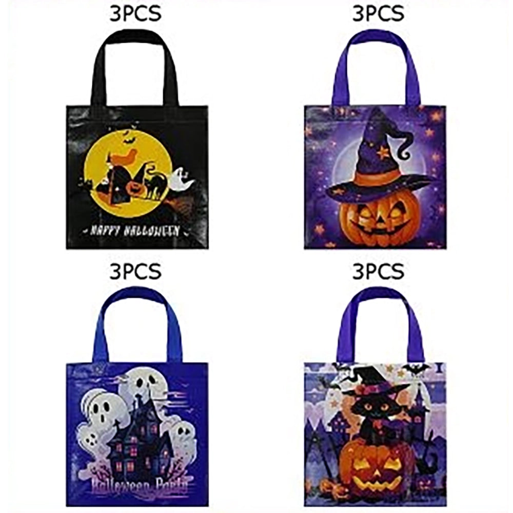 12 Pcs Halloween Treat Tote Bags – Reusable Non-Woven Goodie Bags for Trick-or-Treating, Halloween Party Favors & Gift Wrapping (HWG-1078)