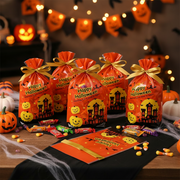 Halloween Drawstring Goodie Bags, 5-Pack Assorted Candy Bags with Gold Ribbons (15 cm x 23.5 cm) (HWG-1080)
