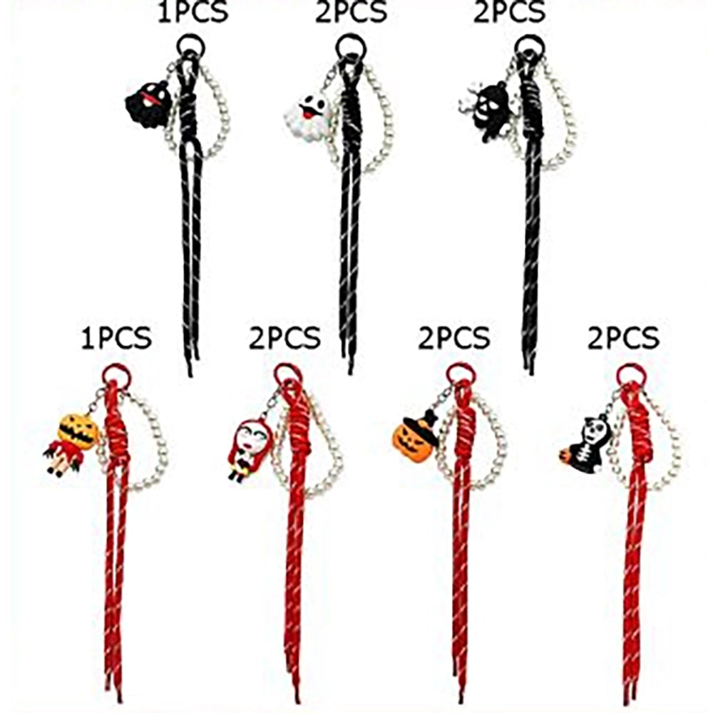 Halloween Charm Keychain with Pearl Loop & Festive Lanyard - 25cm Spooky Bag Accessory (HWG-1083)