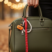 Halloween Charm Keychain with Pearl Loop & Festive Lanyard - 25cm Spooky Bag Accessory (HWG-1083)