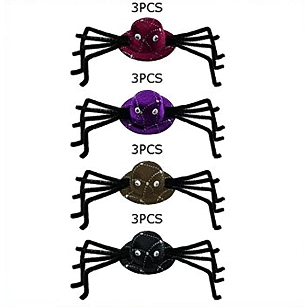 Halloween Spider Hair Clips - Glitter Witch Hat Hair Barrettes for Party Favors & Costumes (HWH-1055)
