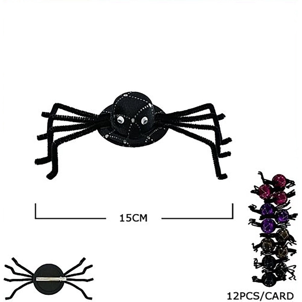 Halloween Spider Hair Clips - Glitter Witch Hat Hair Barrettes for Party Favors & Costumes (HWH-1055)