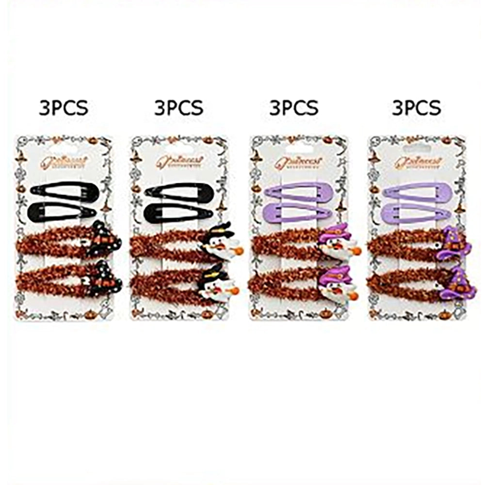4-Pack Halloween Hair Clips Set – Witch Hat Tinsel Snap Hair Barrettes for Kids & Girls (HWH-1154)