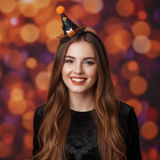 Glitter Mini Witch Hat Headband for Halloween – Cute Pumpkin & Spider Hair Accessories (HWHB-1042)