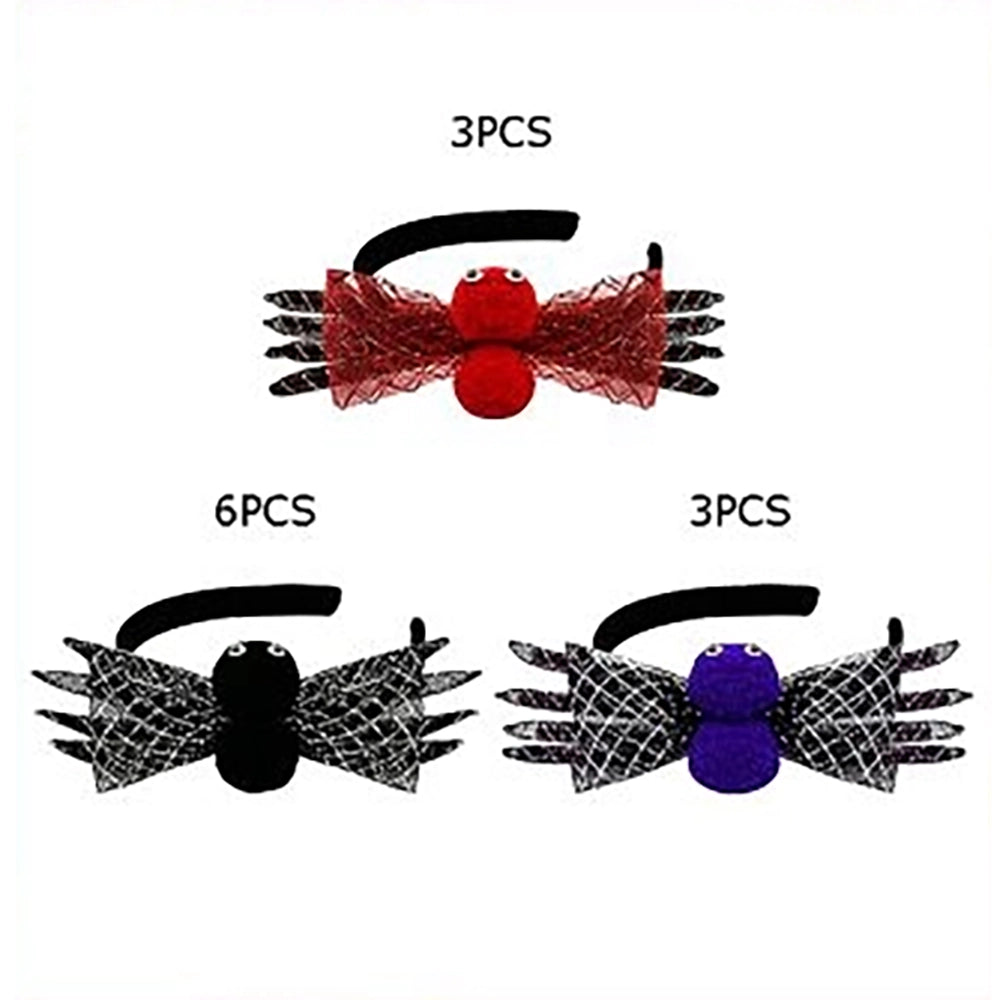 Spooky Halloween Spider Headband - Glitter Web Hair Accessory for Costume & Party (Black, Red, Purple) (HWHB-1043)