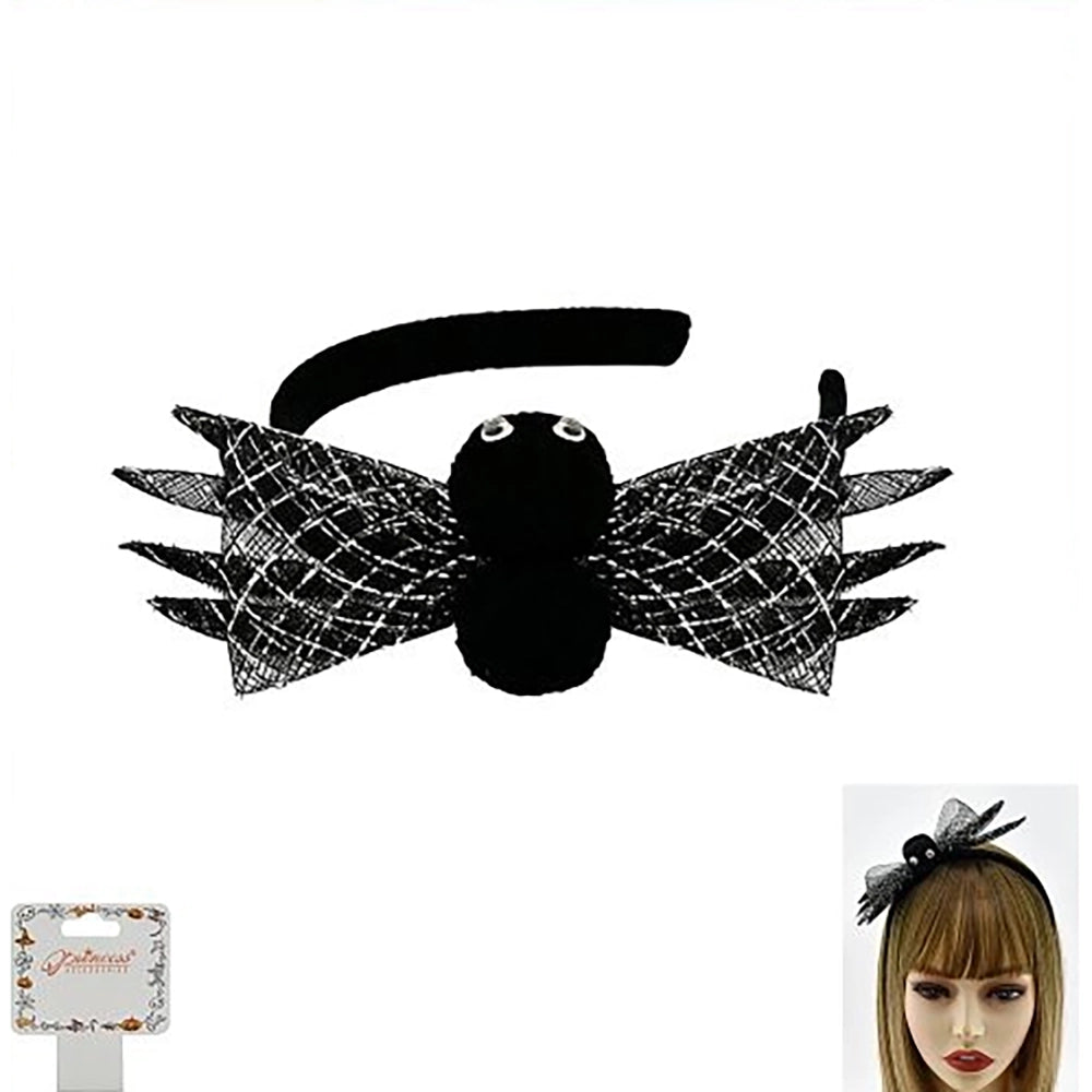 Spooky Halloween Spider Headband - Glitter Web Hair Accessory for Costume & Party (Black, Red, Purple) (HWHB-1043)