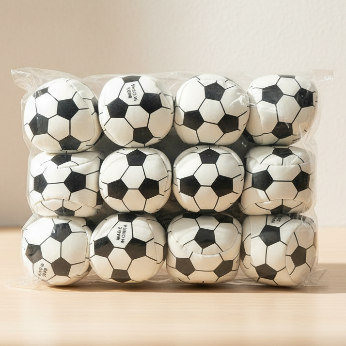 Soccer Hacky Sack 12-Pack – 5cm Mini Soccer Ball Kick Balls, Soft Pellet-Filled Juggling Footbags for Kids & Adults, Sports Party Favors and Goodie Bag Fillers (Pack of 12)
