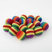 Premium Crochet Hacky Sack Set (12-Pack) – Multi-Color Striped Woven Footbags for Kids & Adults, Durable Knit Juggling Balls for Outdoor Games, Party Favors & Foot Kicking Fun