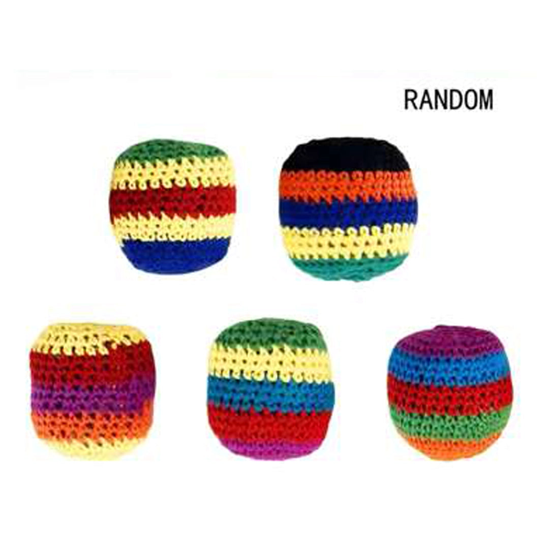 Premium Crochet Hacky Sack Set (12-Pack) – Multi-Color Striped Woven Footbags for Kids & Adults, Durable Knit Juggling Balls for Outdoor Games, Party Favors & Foot Kicking Fun