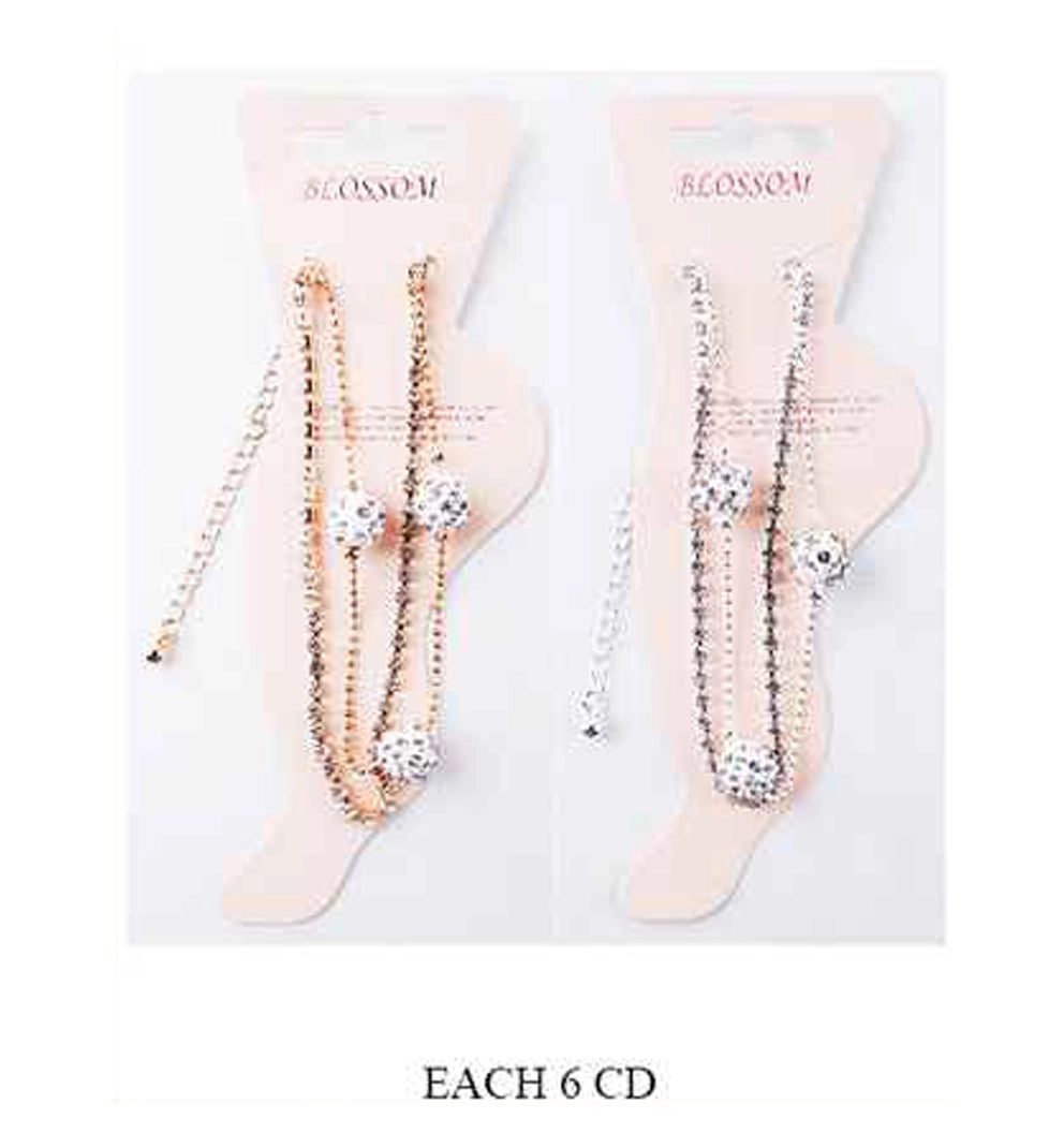Dazzling Layered Crystal Anklet | Adjustable Double Strand Rhinestone Ankle Bracelet