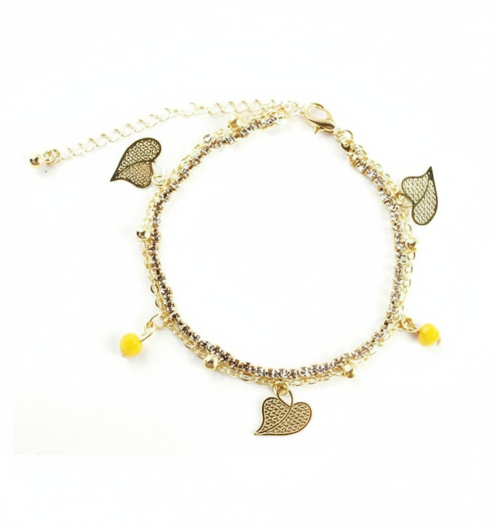 Elegant Layered Heart & Bead Anklet Collection