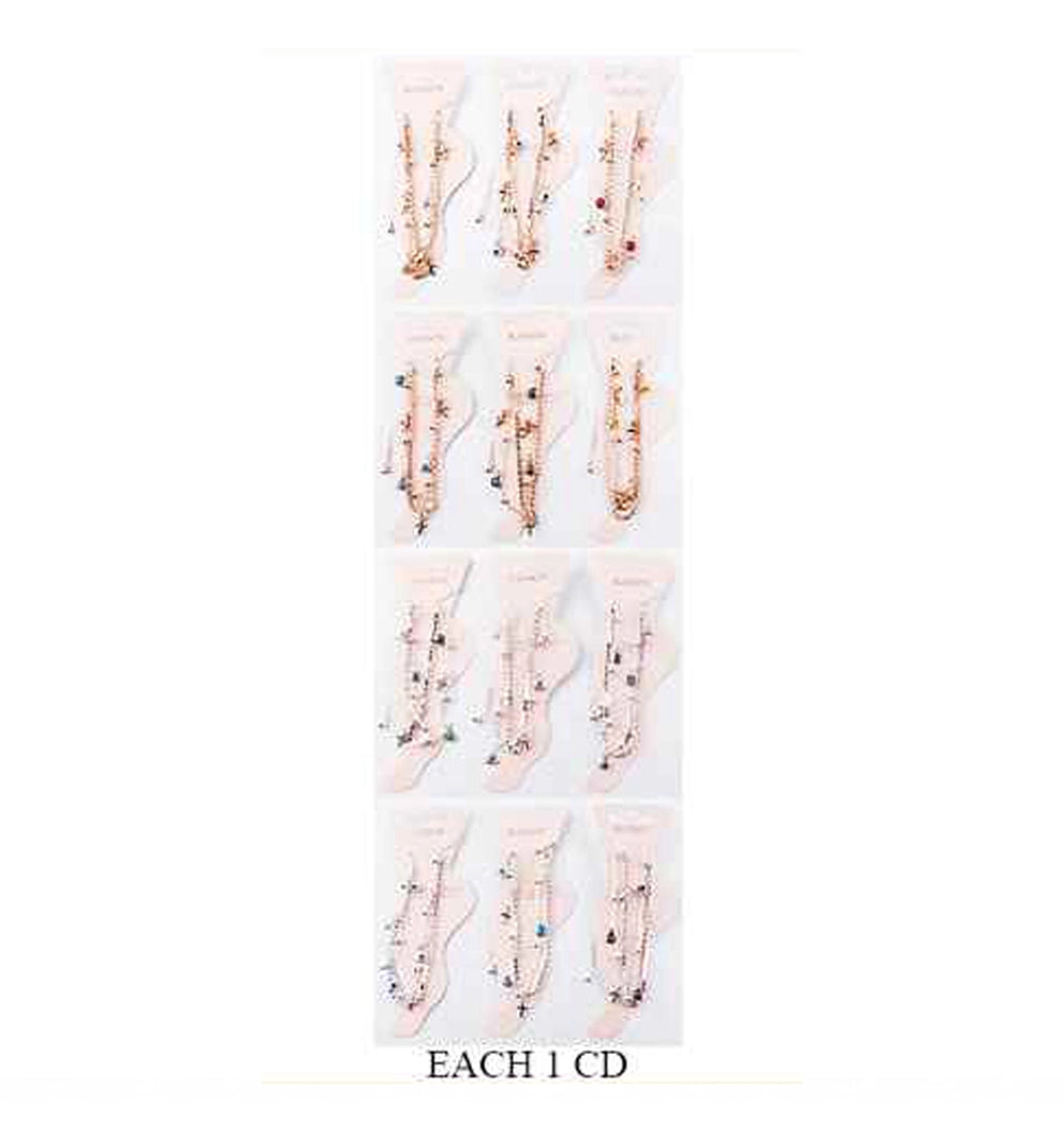 Trendy Evil Eye & Cross Charm Anklet (Rose Gold Tone)