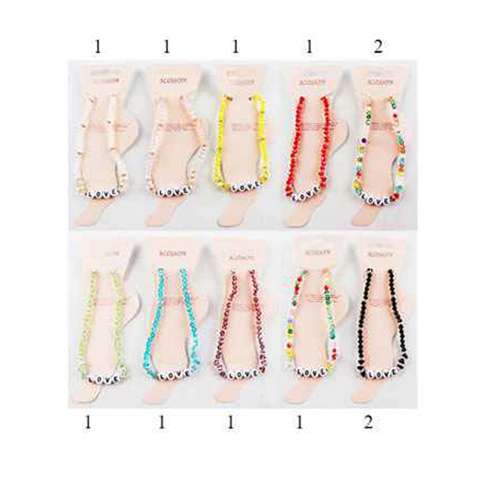 Sparkling "LOVE" Beaded Stretch Anklet | Summer Beach Foot Jewelry