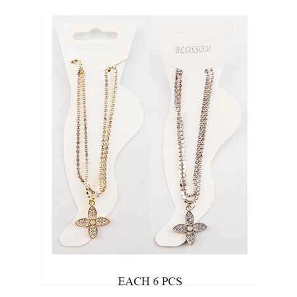 Golden Hour Glow – Double-Layer Crystal Clover Anklet