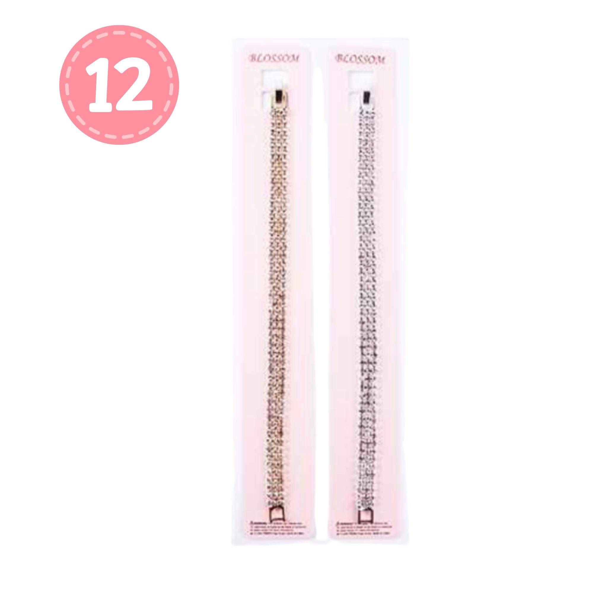 Triple-Row Pave Crystal Tennis Bracelet in Gold and Silver Fashion Bracelet