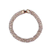 Triple-Row Pave Crystal Tennis Bracelet in Gold and Silver Fashion Bracelet