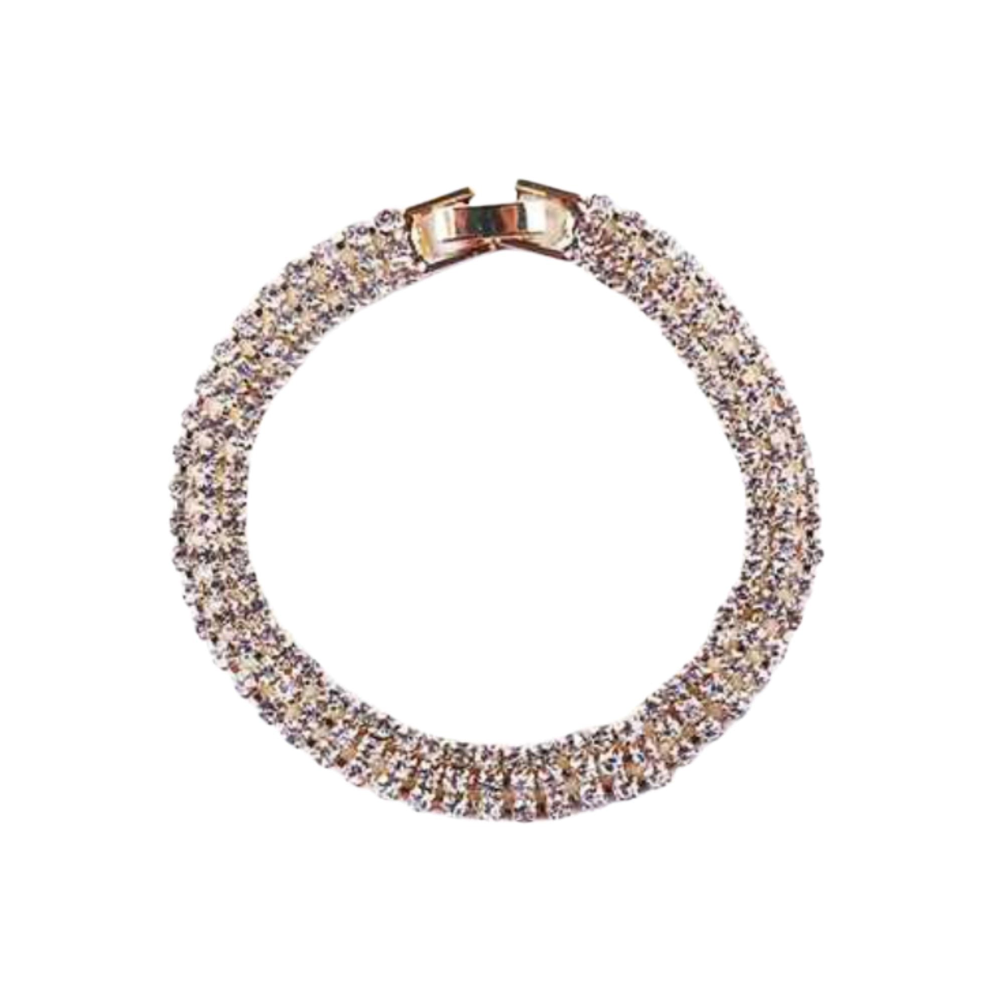 Triple-Row Pave Crystal Tennis Bracelet in Gold and Silver Fashion Bracelet