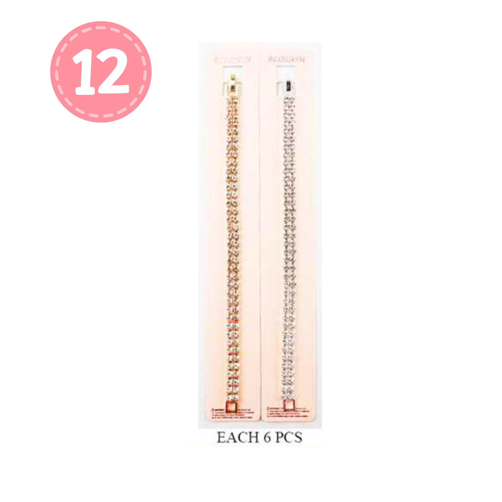 Two-Row Rhinestone Tennis Bracelet in Gold/Silver Tone | Fashion Jewelry