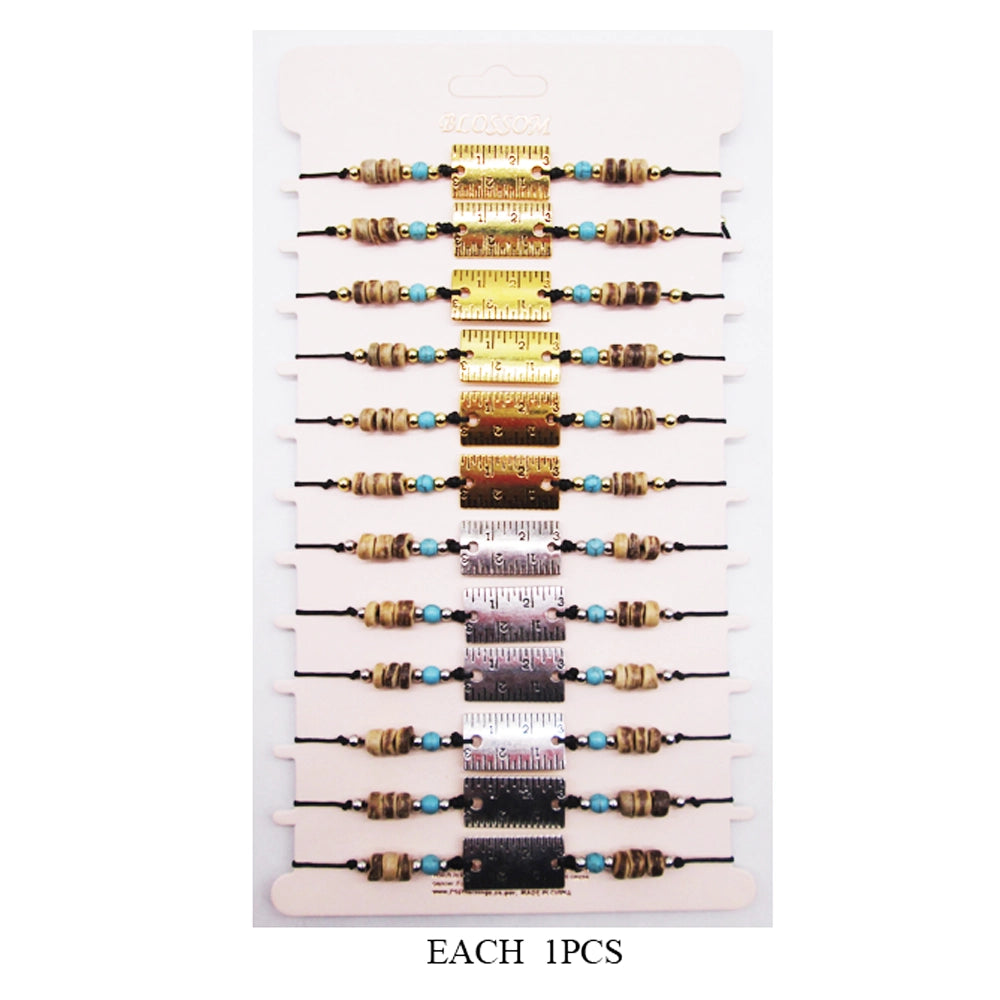 Novelty Ruler Charm Bracelet Set - Boho & Adjustable