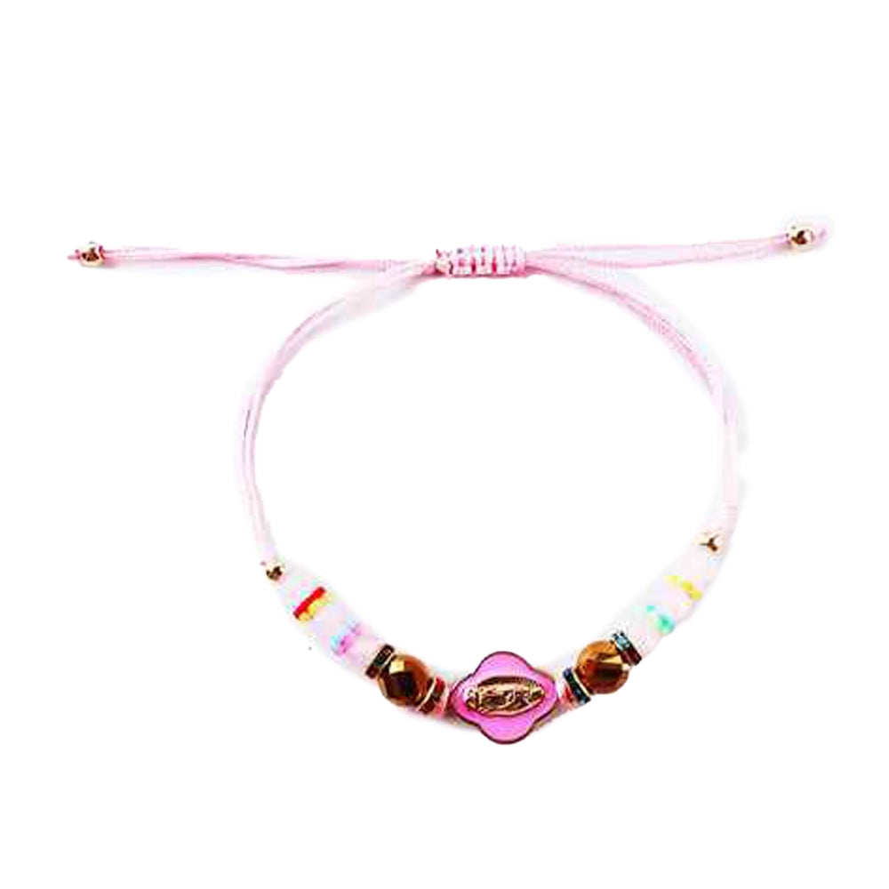 Pink String Miraculous Medal Protection Bracelet