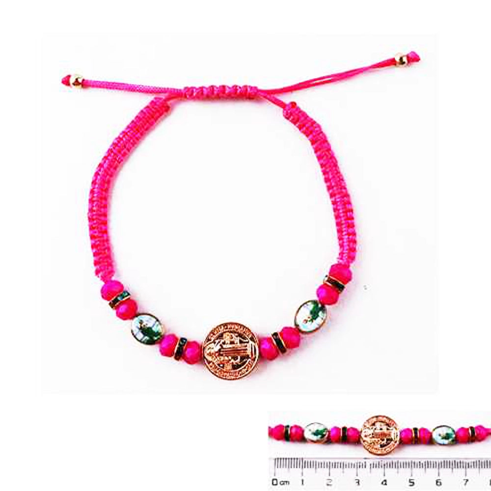 Handmade Saint Benedict & San Judas Protection Bracelet - Adjustable Woven Cord Religious Jewelry for Men & Women (IBR-1998DK)