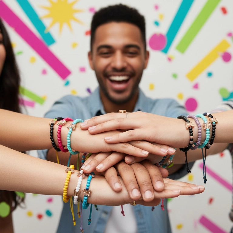 Butterfly & Floral Charm Bracelet Set - Adjustable & Colorful